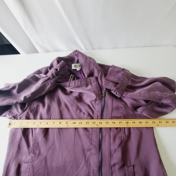 EE by Etcetera Purple Moto Jacket Size 14 Zip Lyocell Tencel Lined Topper - Picture 8 of 15